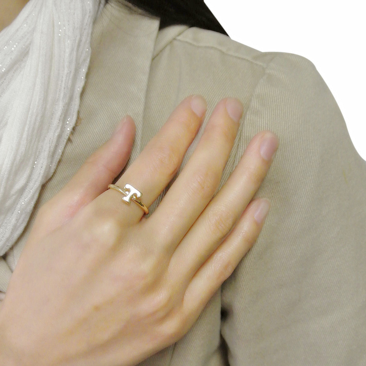 Wrapables Gold Tone Stackable Initial Letter Ring Size 7