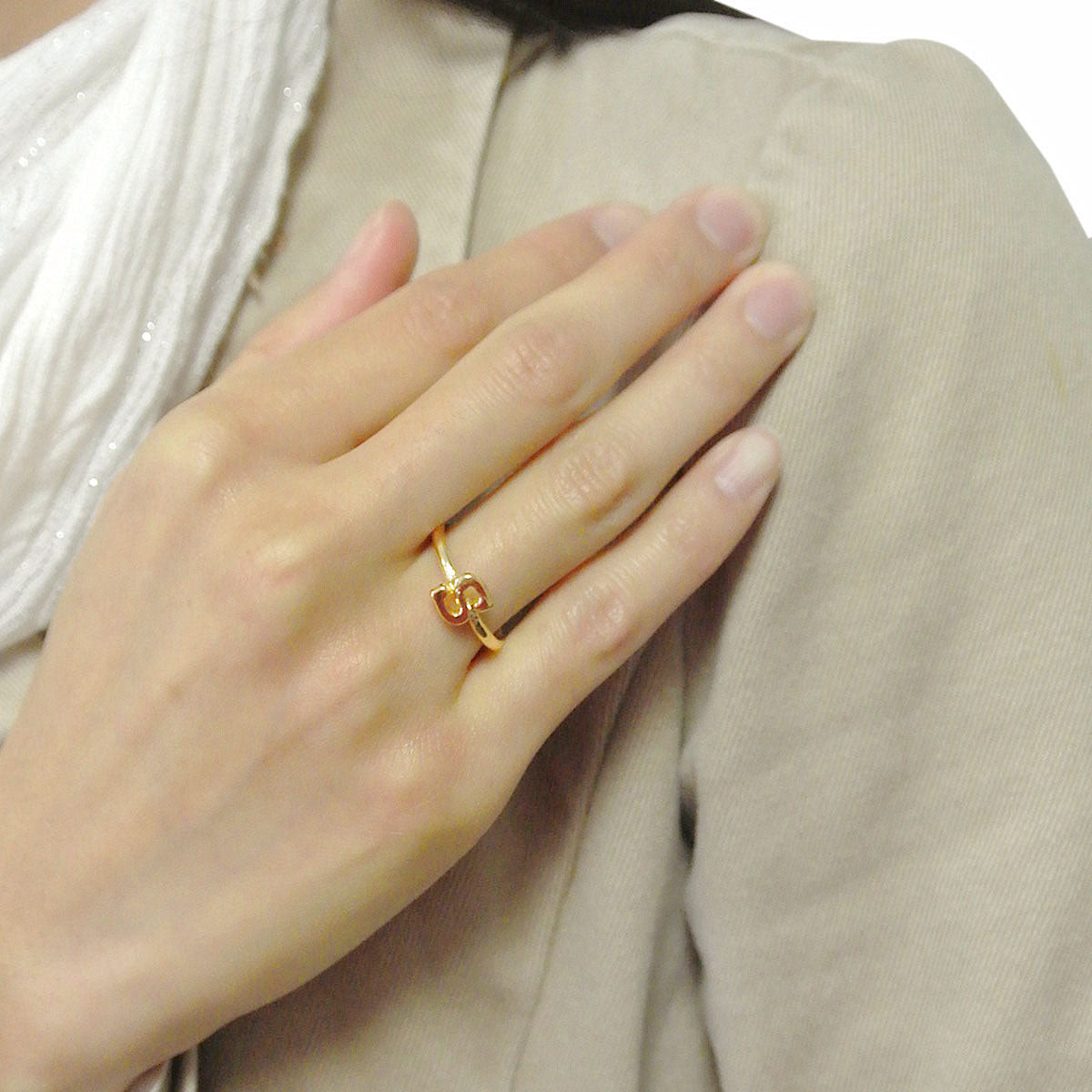 Wrapables Gold Tone Stackable Initial Letter Ring Size 7