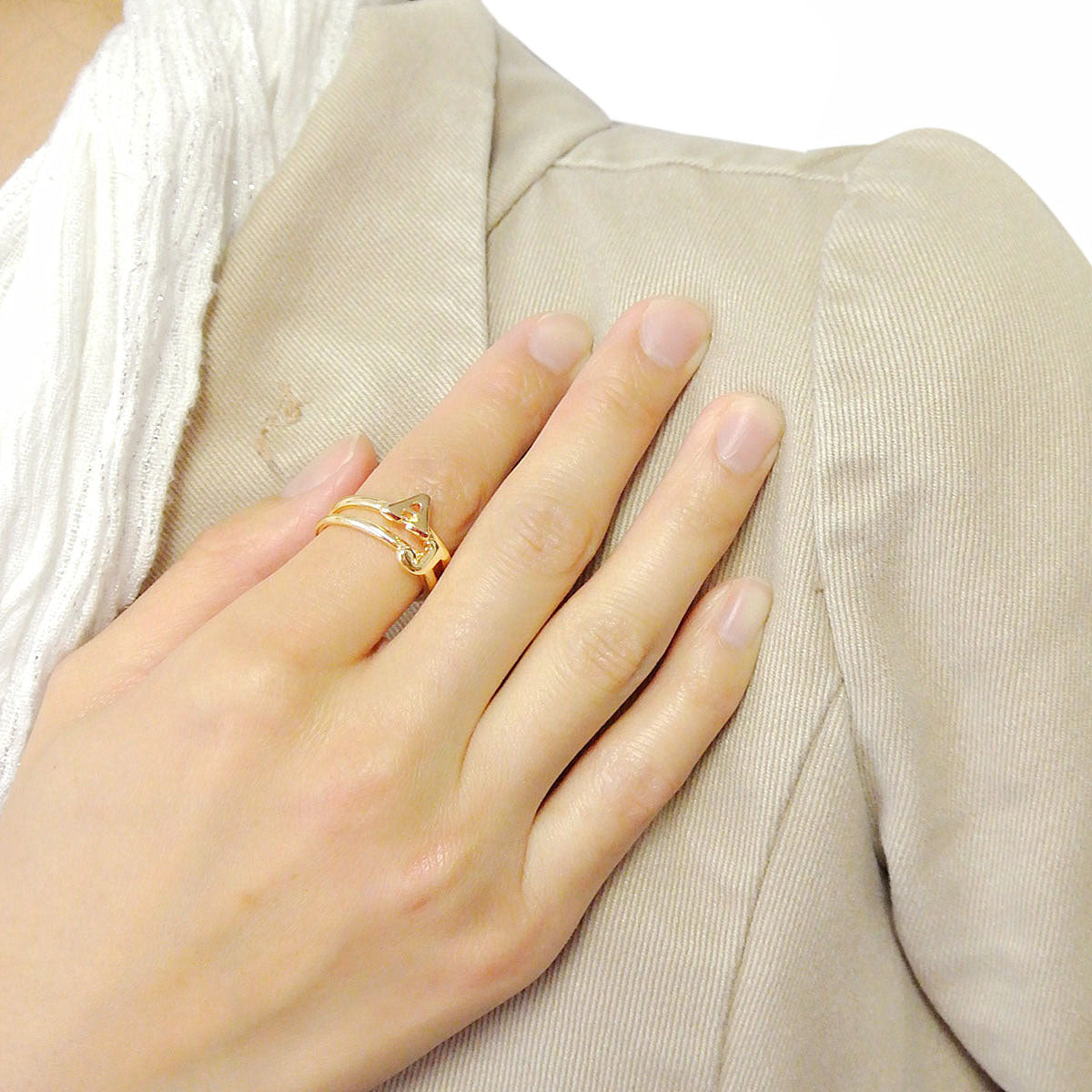 Wrapables Gold Tone Stackable Initial Letter Ring Size 7
