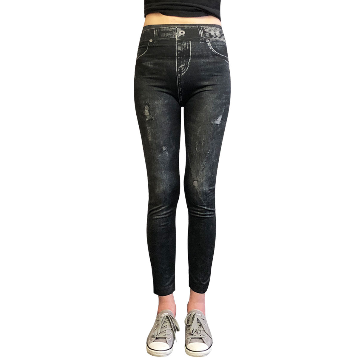 Wrapables Women's Faux Denim Jeans Print Leggings