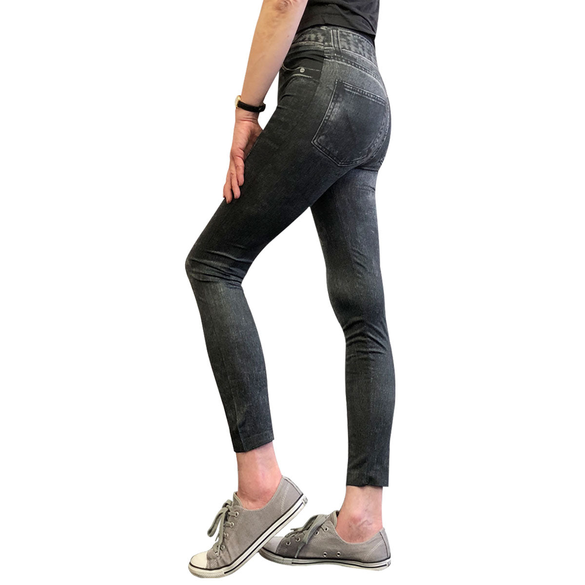 Wrapables Women's Faux Denim Jeans Print Leggings