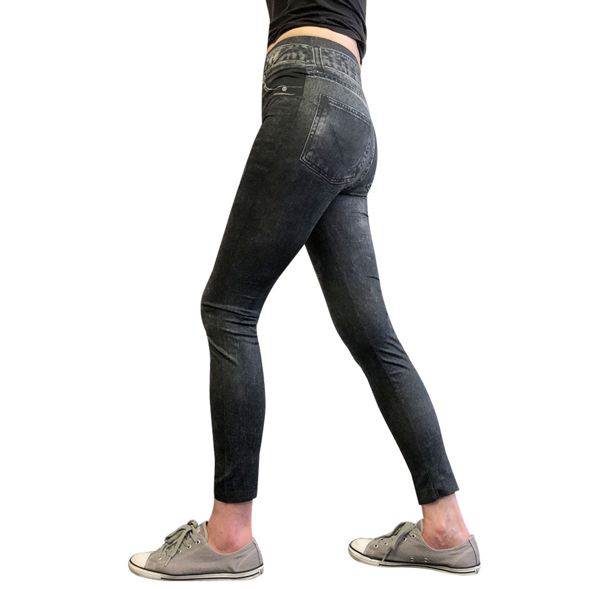 Wrapables Women's Faux Denim Jeans Print Leggings