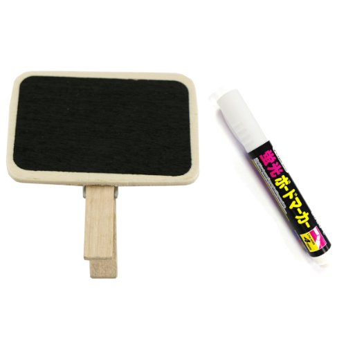 Wrapables Mini Chalkboard with Wooden Clip with White Liquid Chalk Pen Set of 12