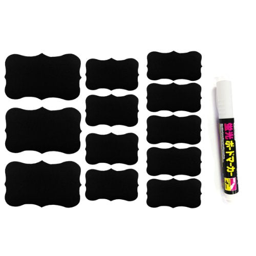 Wrapables Set of 32 Chalkboard Labels in Various Sizes With Chalk Marker