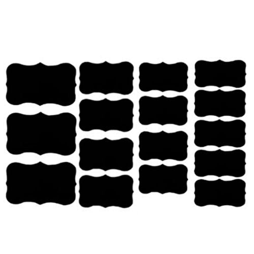 Wrapables Set of 64 Chalkboard Labels in Various Sizes, Fancy Rectangle