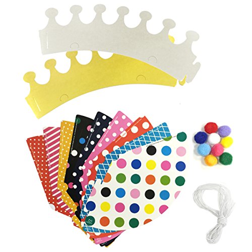 Wrapables Party Hats with Pom Poms and Crowns for Birthday Parties and Holidays