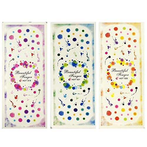 Wrapables Fingernail Tattoo Nail Art Water Nail Tattoos Water Transfer Slide Tattoos Nail Decals, Polka Dot Rainbow (3 Sheets)