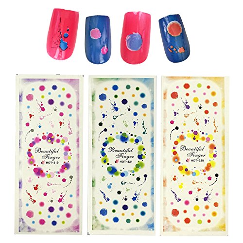 Wrapables Fingernail Tattoo Nail Art Water Nail Tattoos Water Transfer Slide Tattoos Nail Decals, Polka Dot Rainbow (3 Sheets)