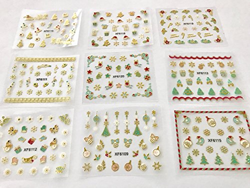 Wrapables 1200+ Festive Holiday Nail Stickers Christmas Nail Art Stickers (50 sheets)