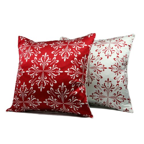 Iris Floral Silk Throw Pillow - American Red