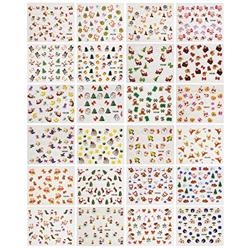 Wrapables 24 Sheets Falala Christmas Nail Stickers Holiday Nails Set Nail Art Sheets
