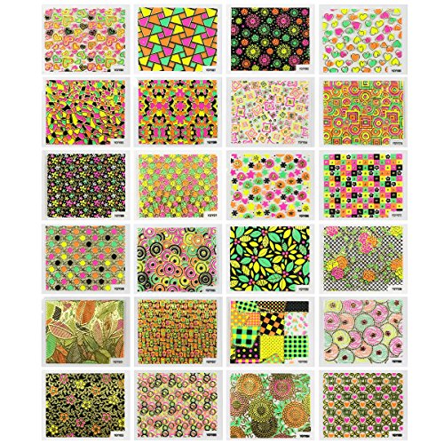 Wrapables 24 Sheets Neon Party Nail Sticker Sheets Nail Art Sheets