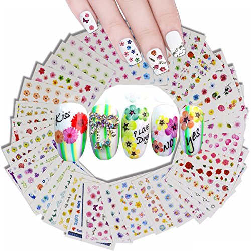 Wrapables Beauty, Feathers & Flowers Nail Art Nail Stickers 3d Nail Decals (50 sheets)