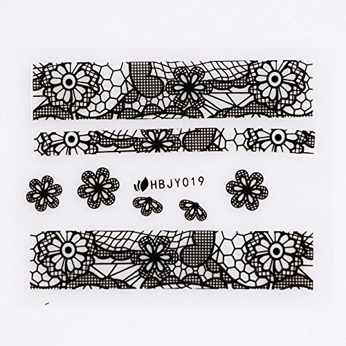 Wrapables Black & White Lace Nail Stickers Fashionable 3D Nail Art (20 sheets)