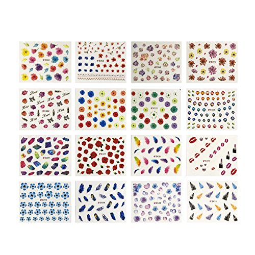Wrapables Beauty, Feathers & Flowers Nail Art Nail Stickers 3d Nail Decals (50 sheets)
