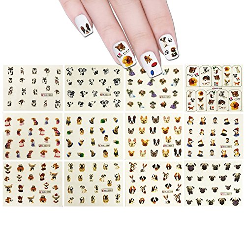 Wrapables 288 Dog Water Slide Nail Art Nail Decals Dog Water Transfer Nail Decals (13 sheets)