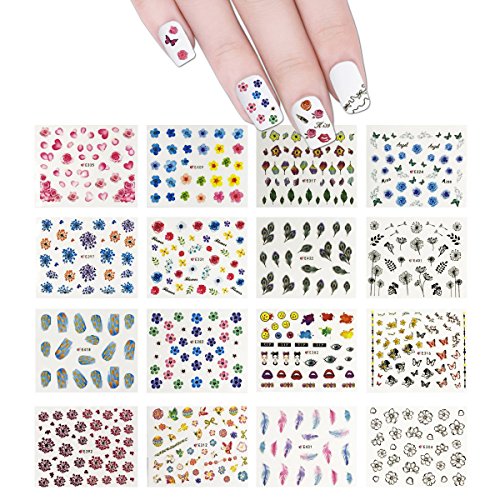 Wrapables Beauty, Feathers & Flowers Nail Art Nail Stickers 3d Nail Decals (50 sheets)