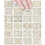 Wrapables 24 Sheets Glitter Nail Stickers Glitter Henna, Mandala Nail Stickers Nail Art