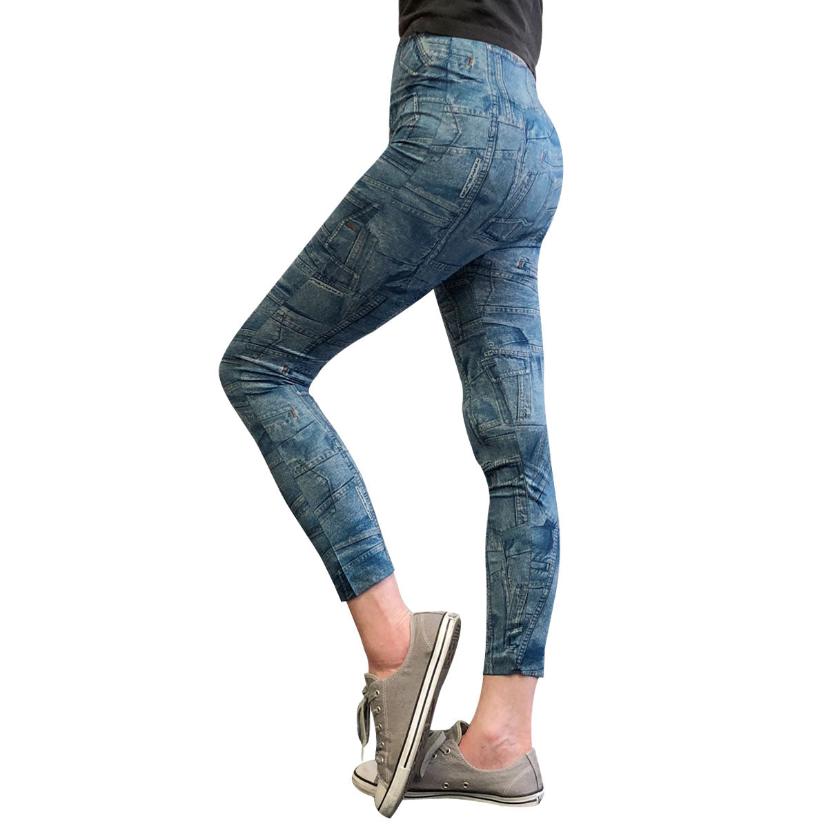 Wrapables Women's Faux Denim Jeans Print Leggings