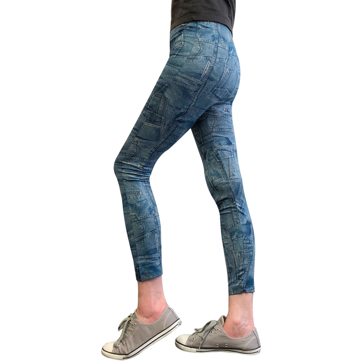 Wrapables Women's Faux Denim Jeans Print Leggings