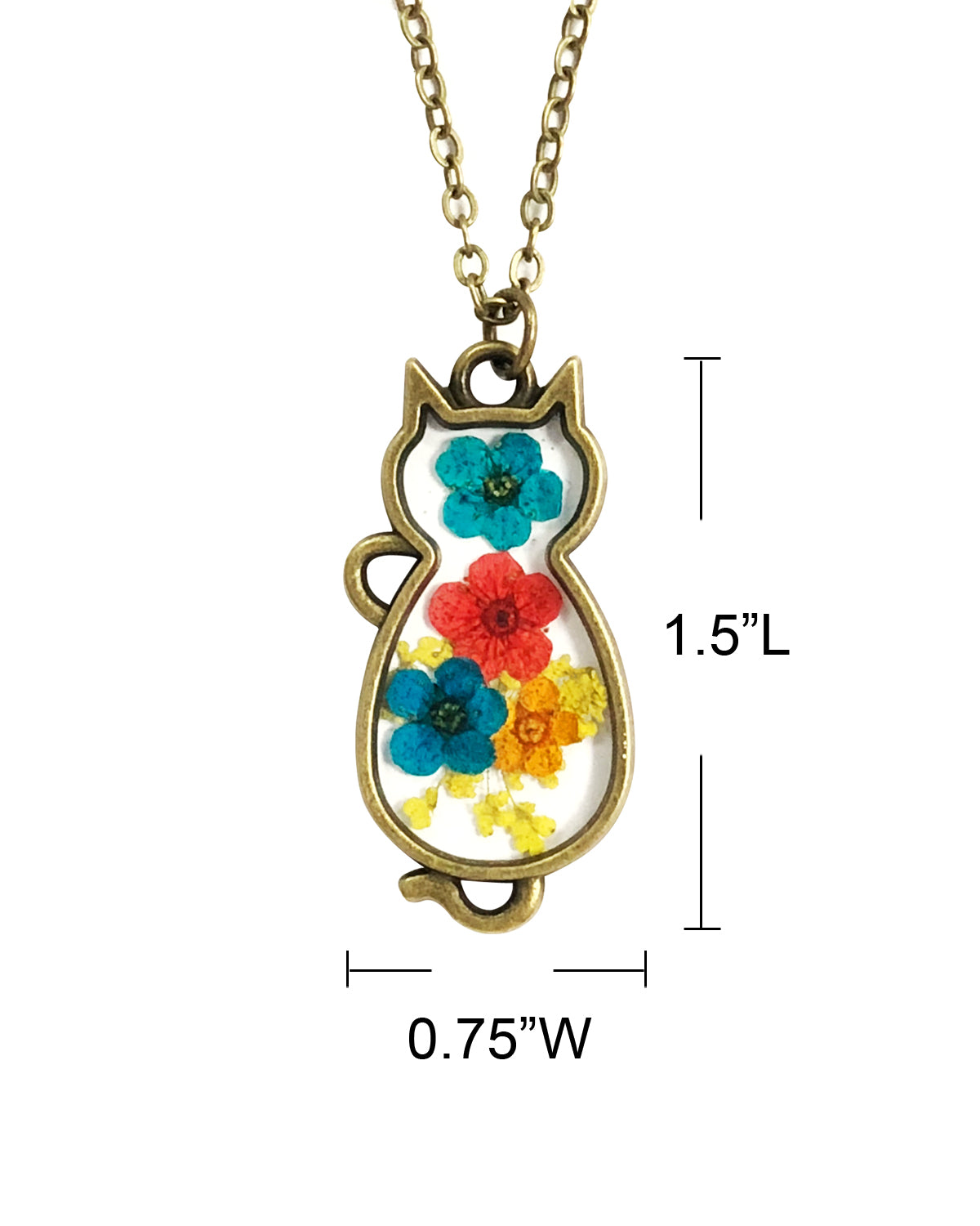 Wrapables Dry Flower Cat Pendant Necklace