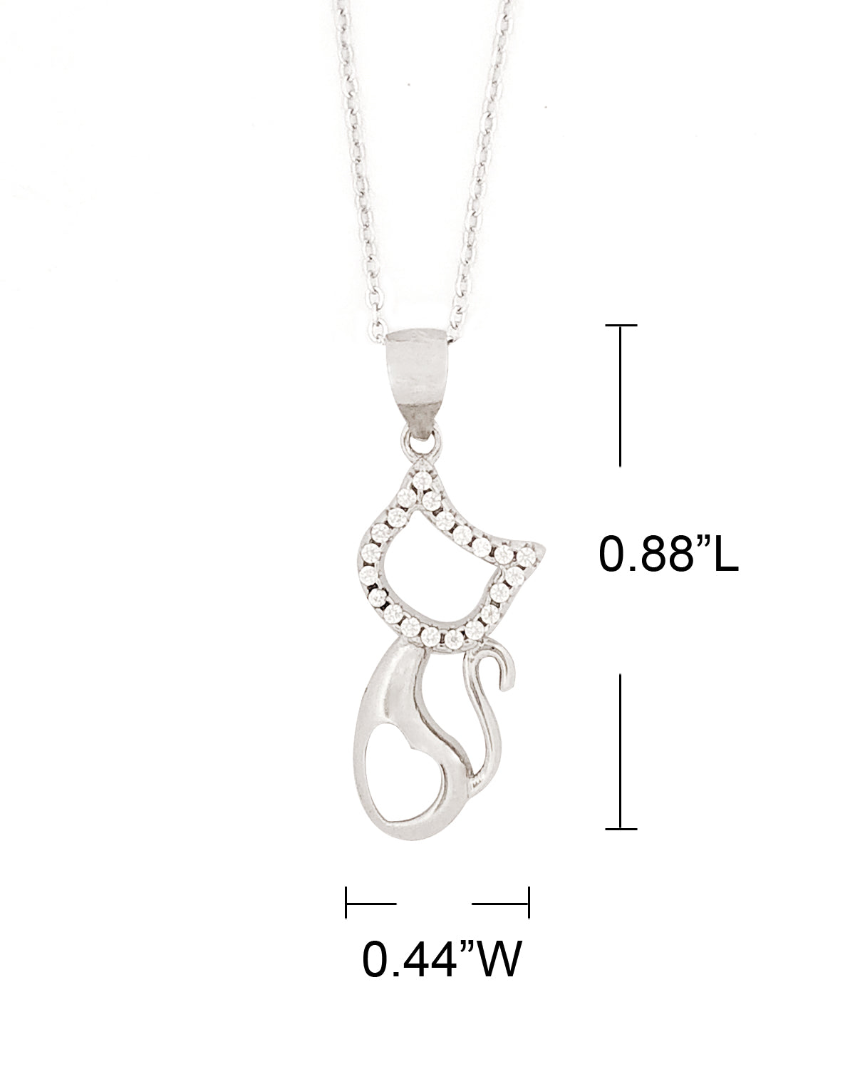 Wrapables 925 Sterling Silver Plated Cat Necklace with Crystals