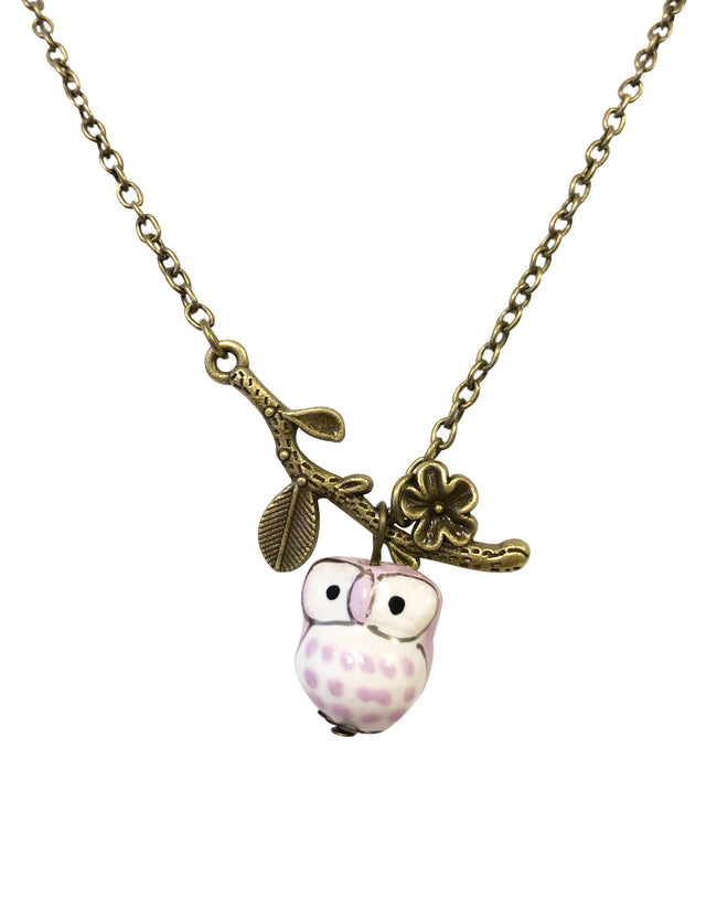 Wrapables Vintage Ceramic Owl Necklace