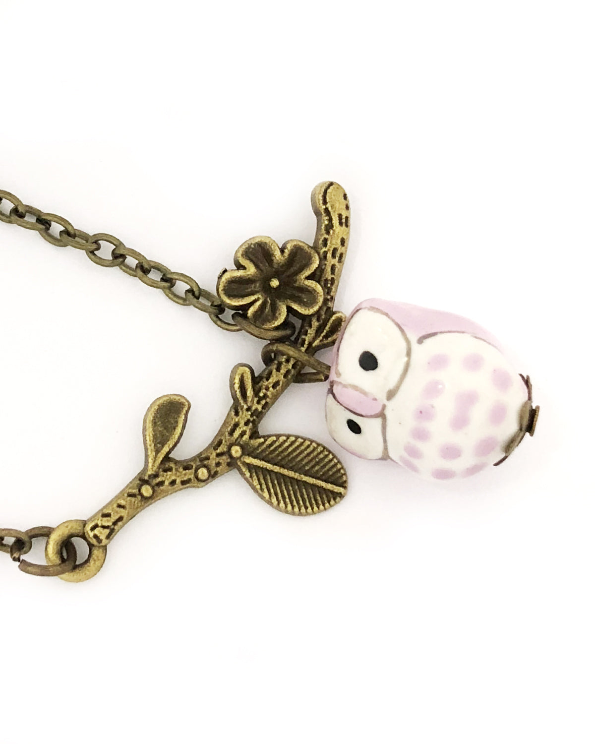 Wrapables Vintage Ceramic Owl Necklace