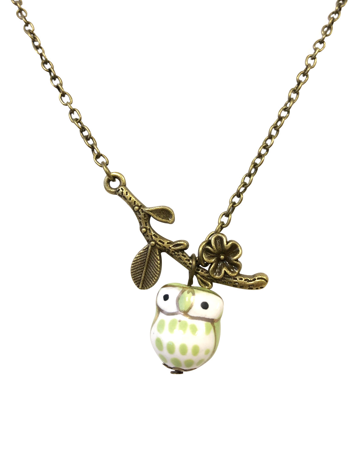 Wrapables Vintage Ceramic Owl Necklace