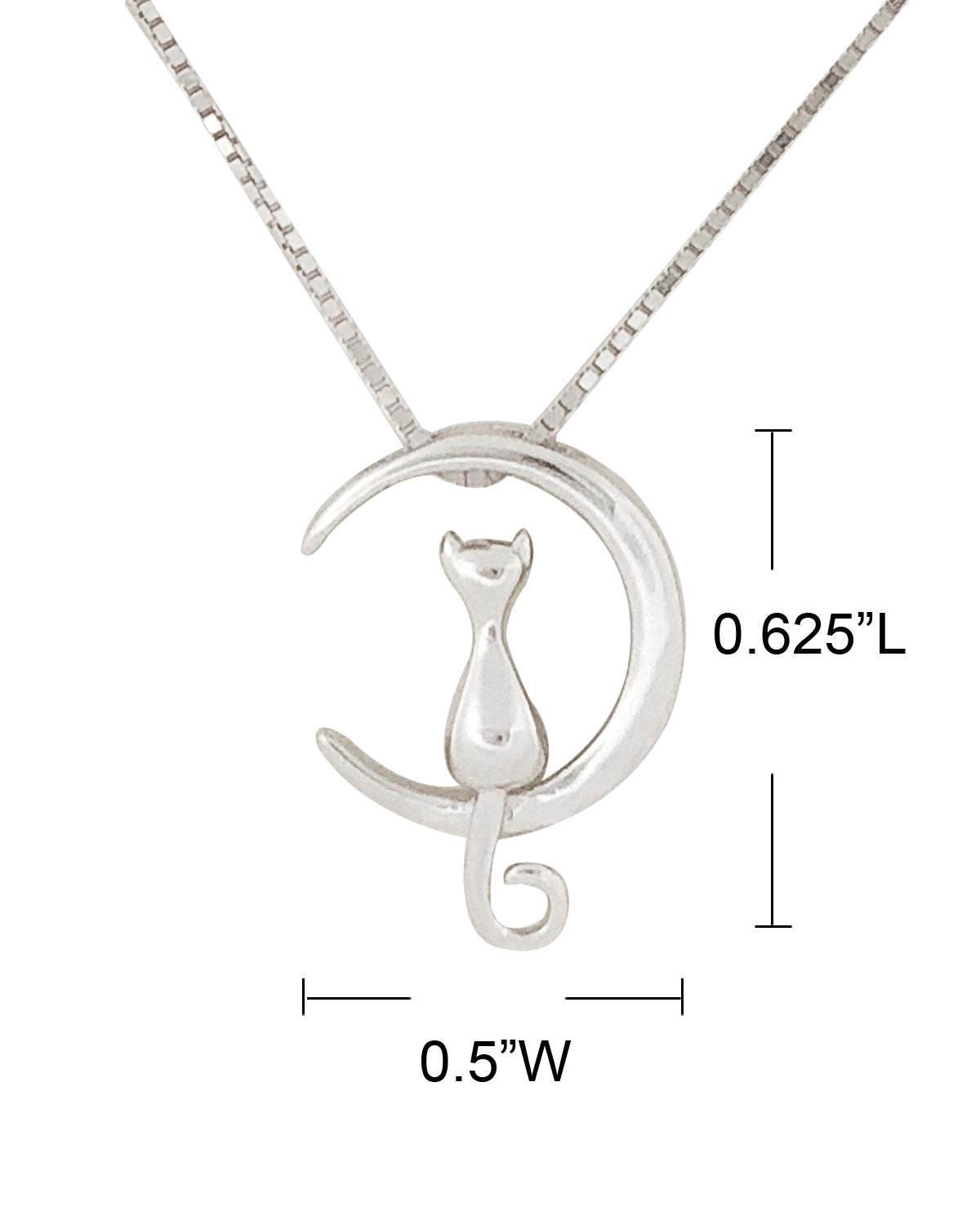 Wrapables 925 Sterling Silver Plated Cat and Moon Pendant Necklace