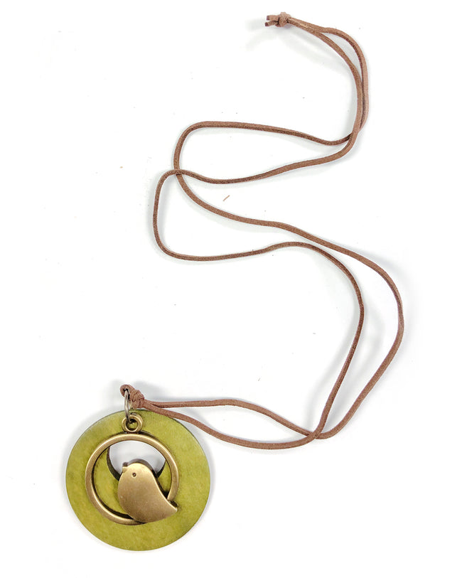 Wrapables Vintage Wooden Bird Long Sweater Necklace