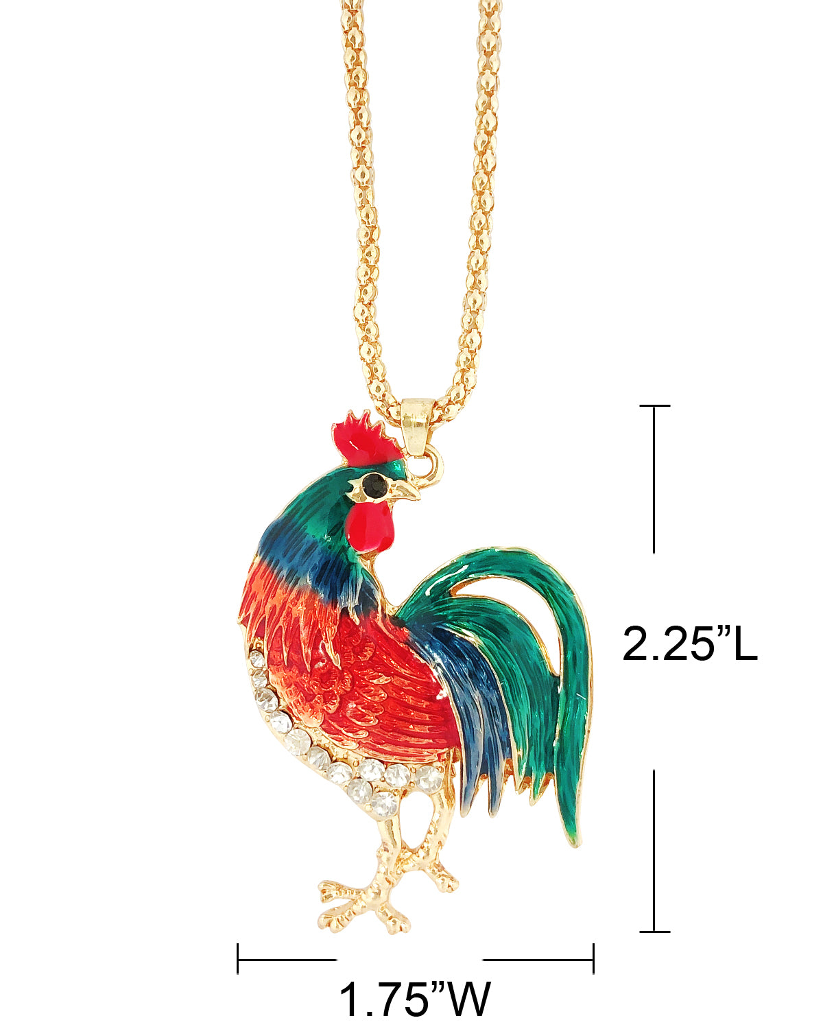 Wrapables Vibrant Rooster Necklace with Rhinestones