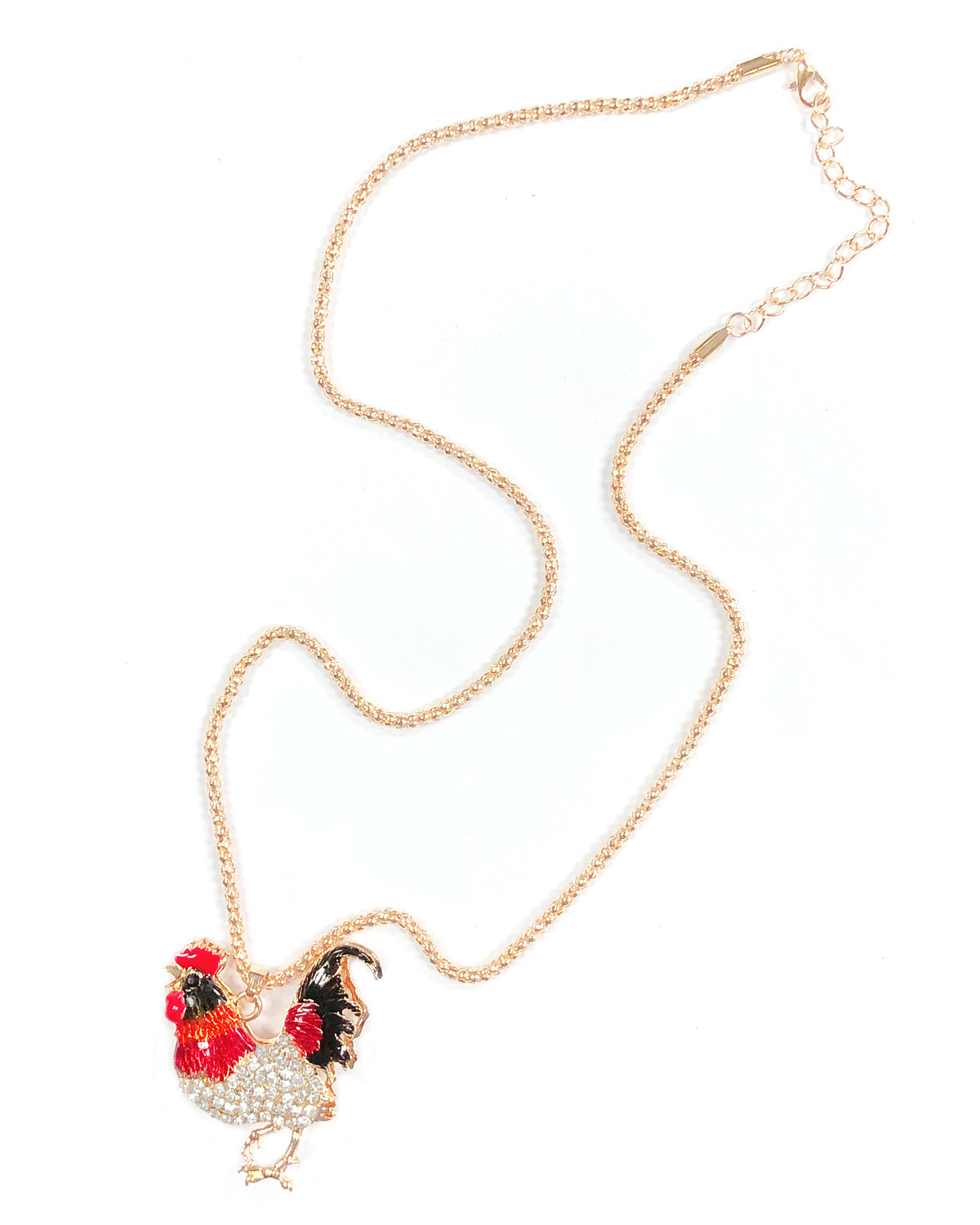 Wrapables Vibrant Rooster Necklace with Rhinestones