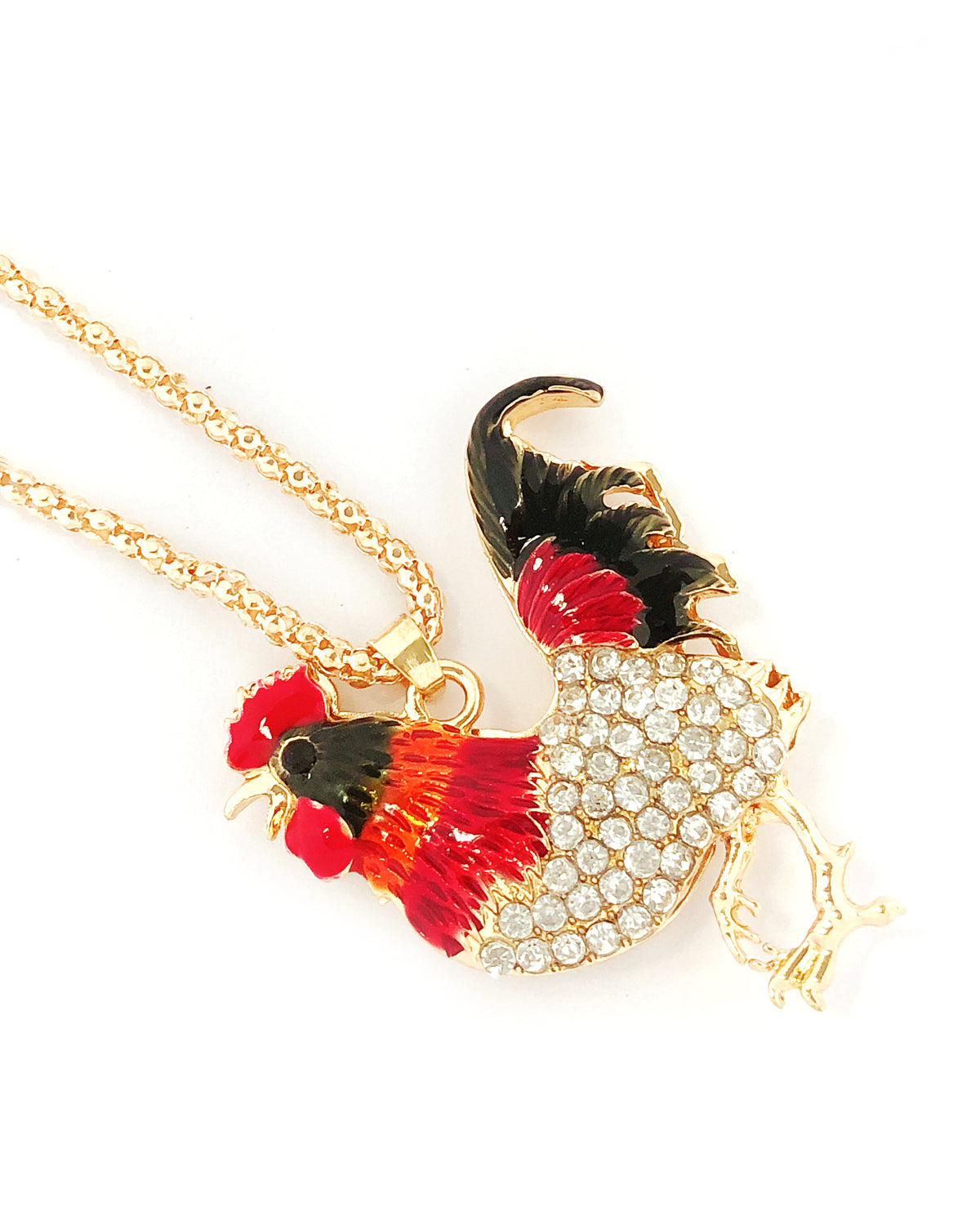 Wrapables Vibrant Rooster Necklace with Rhinestones