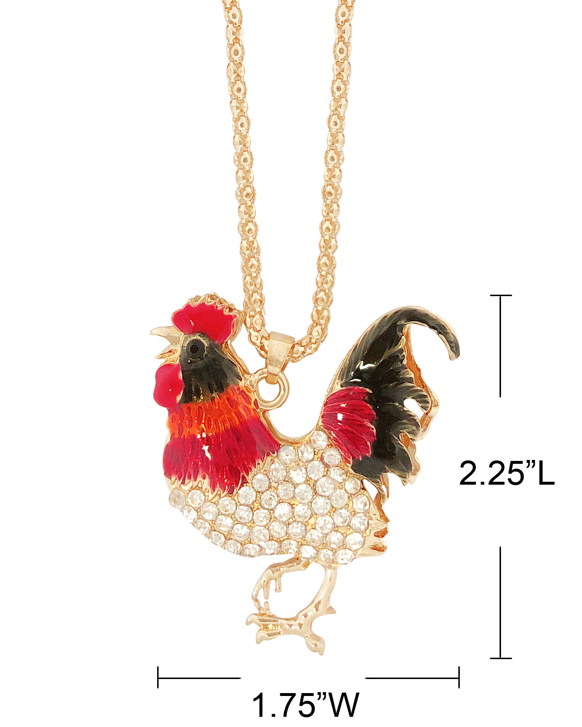 Wrapables Vibrant Rooster Necklace with Rhinestones