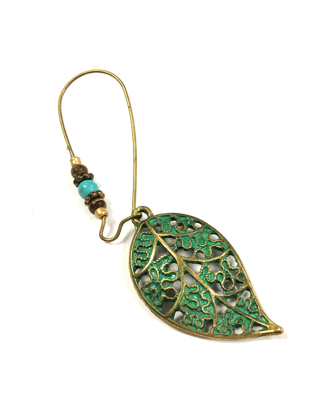 Wrapables Vintage Green Leaf Dangle Earrings