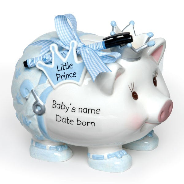 Newborn Personalized Piggy Bank - Prince