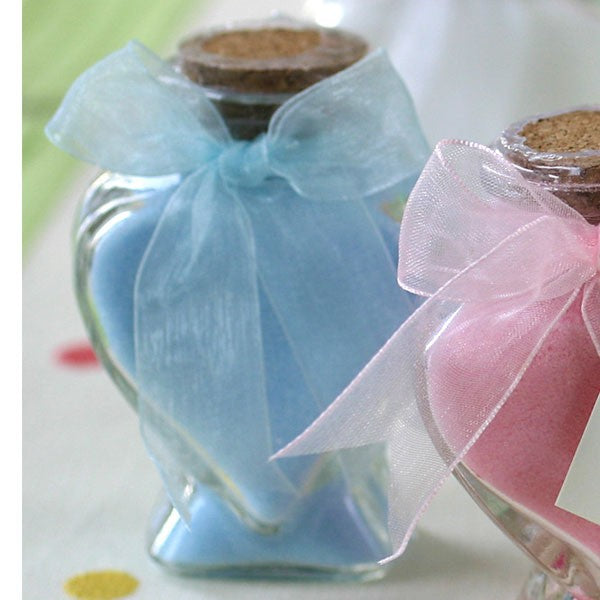 Scented Bath Salts In Heart Glass Bottle - Blue