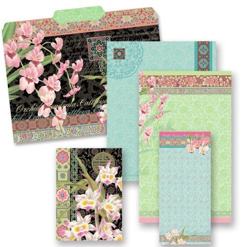 Midnight Orchids Stationery Set