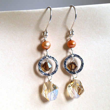 Shimmer Brown Crystal Earrings