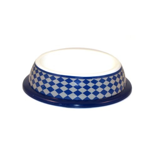 University Checker Non-Skid Blue Pet Bowl