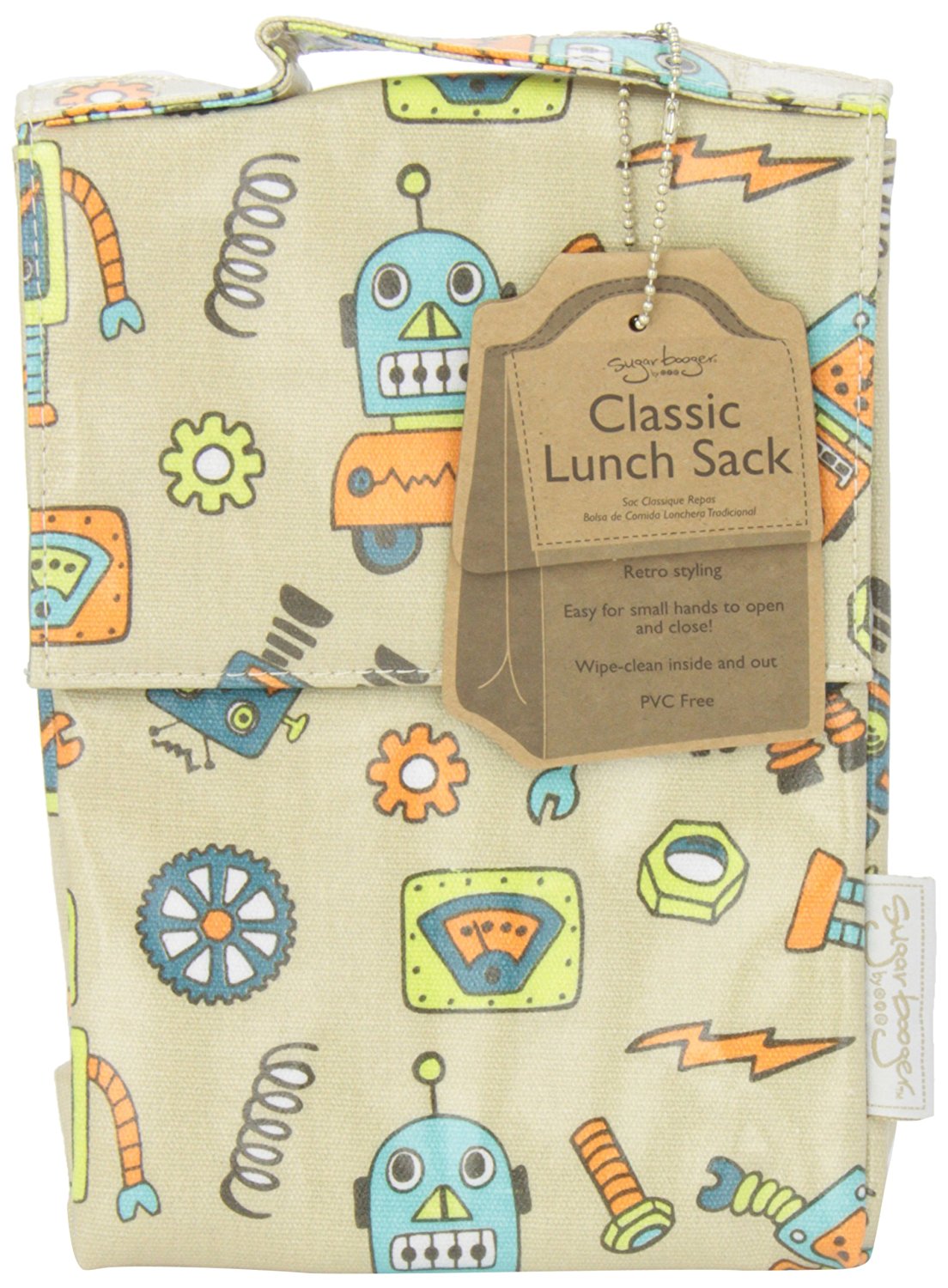 Laminated Lunch Sack - Retro Robot