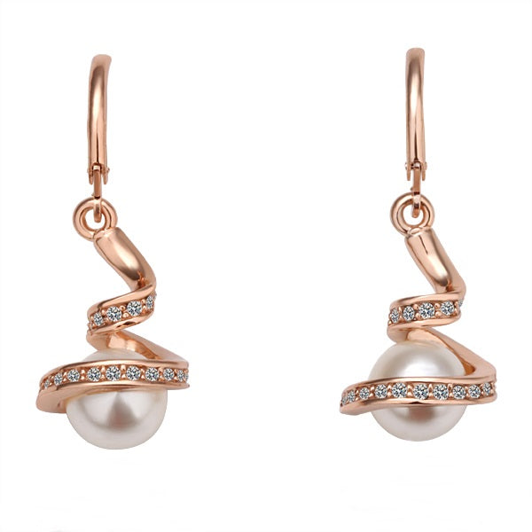 Swirl Drop Earrings with Faux Pearl