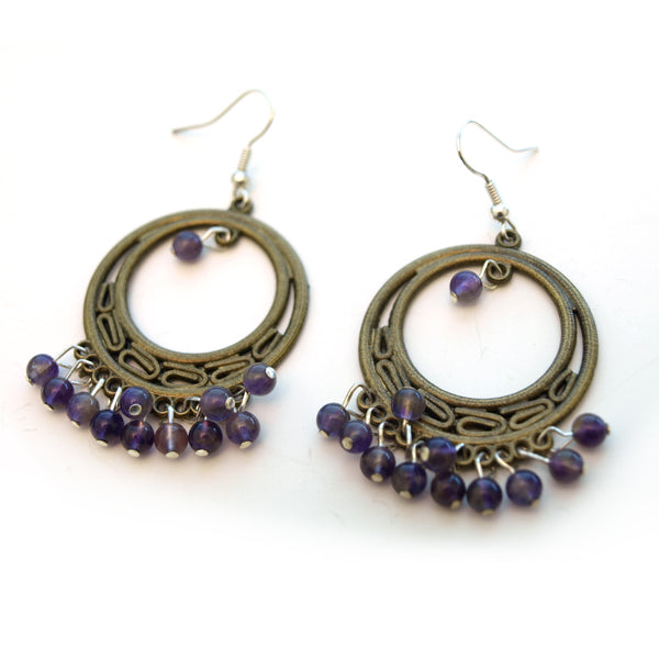 Amethyst Round Chandelier Earrings