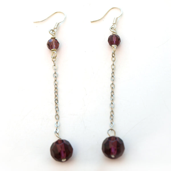 Purple Crystal Disco Ball Dangle Earrings