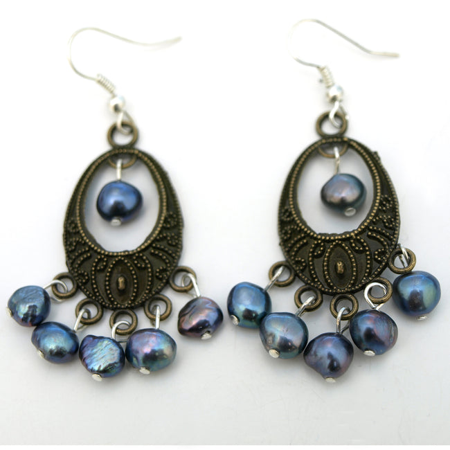 Shimmery Peacock Chandelier Earrings