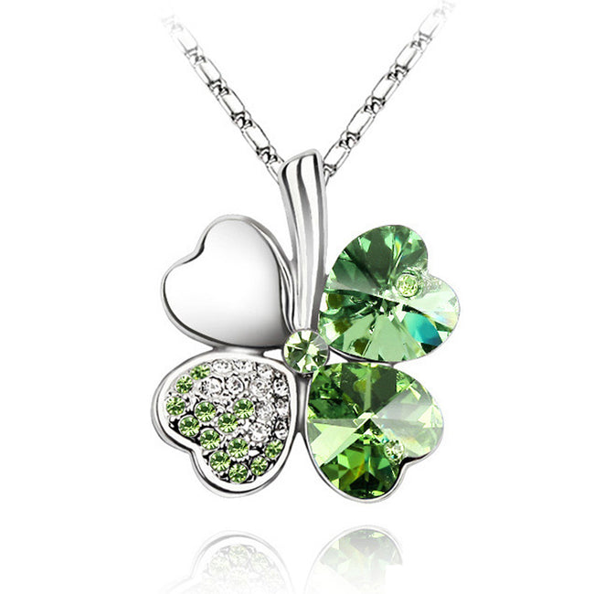 Wrapables Crystal Four Leaf Clover Pendant Necklace