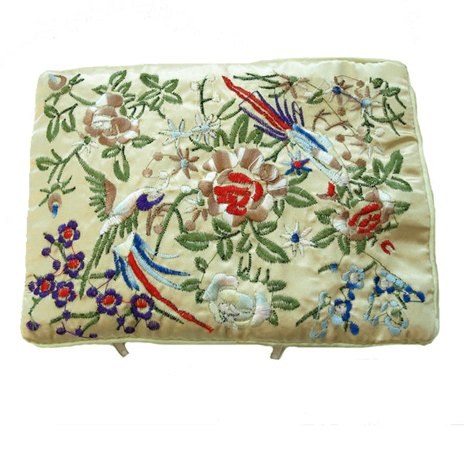 Silk Embroidered Brocade Jewelry Travel Organizer Rolls - 1