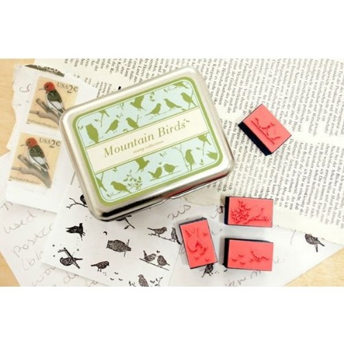 Rubber Stamp Set in Gift Tin, 9pc set + 1 ink pen