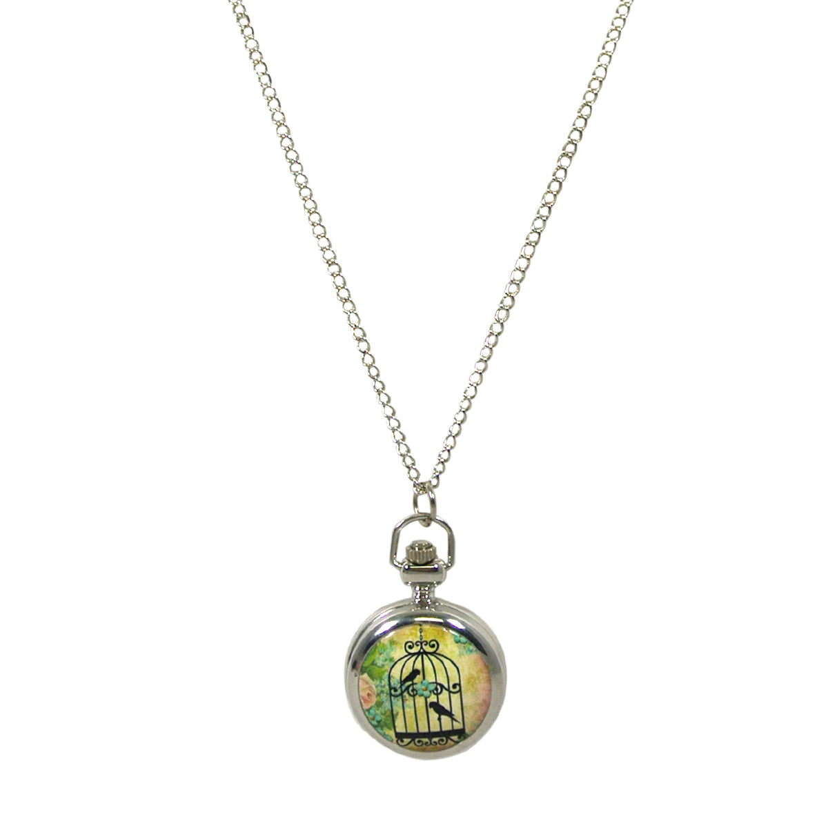 Wrapables Vintage Ceramic Quartz Locket Watch Necklace